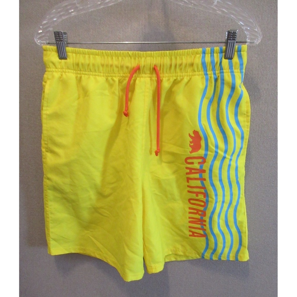 CREATIVE APPAREL Mens Yellow CALIFORNIA Mesh Lined Board/Swim Trunks Size Small